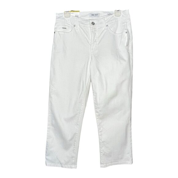 NWT Nine West Chrystie Capri Womens Size 8 Bright White Mid Rise Stretch - Picture 4 of 10